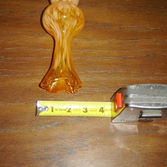 Handblown orange speckled art glass vase VGU - Picture 5 of 8